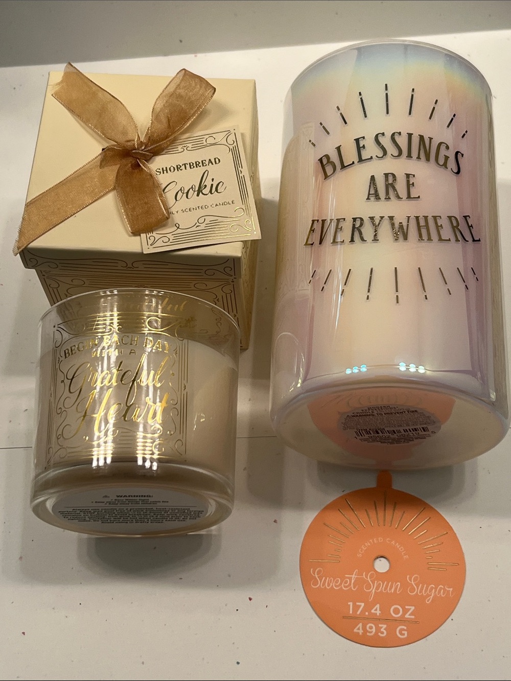 Positive Affirmation scented candles(2) NWT Shortbread Cookie & Sweet Spun Sugar